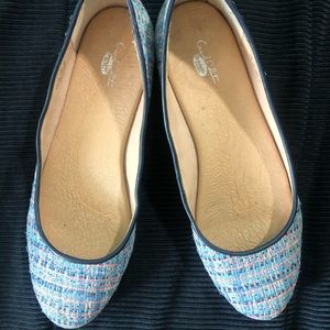 Dr Scholl’s Vixen flats in blue Tweed, gently used